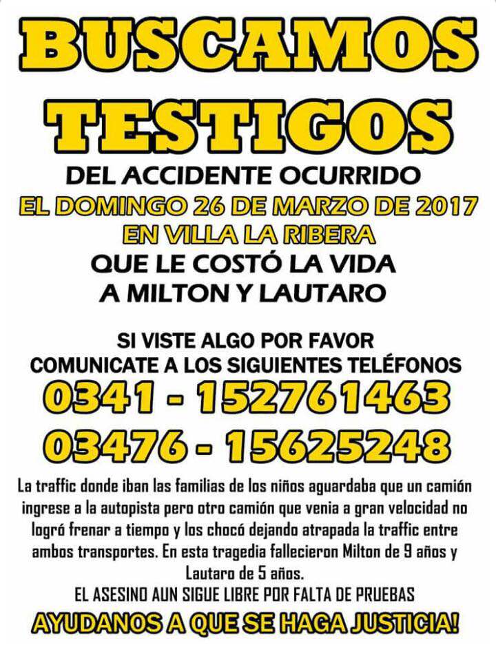 Buscan testigos del accidente en La Ribera donde fallecieron dos niños