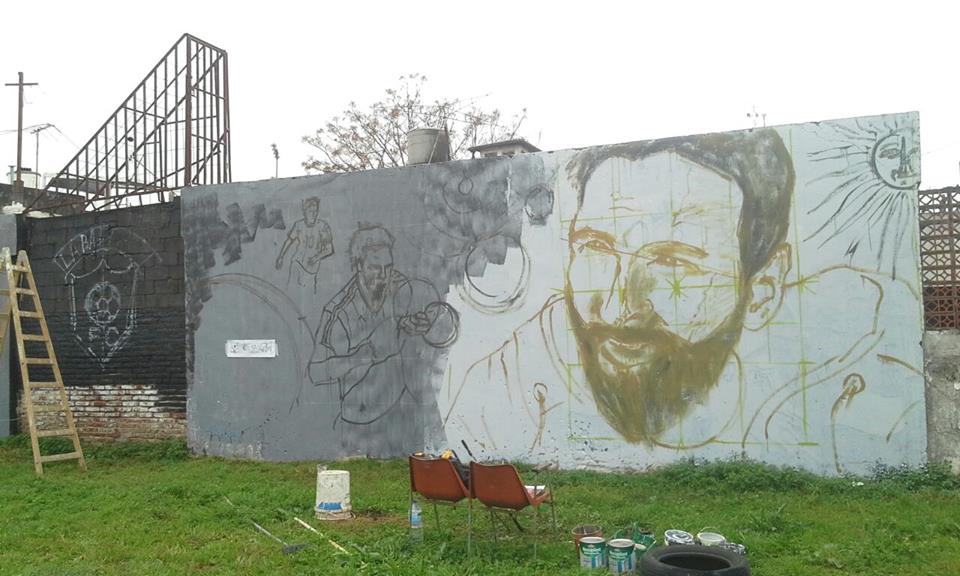 Boda de Messi: artista de Monje realiza un mural para el ídolo en Rosario
