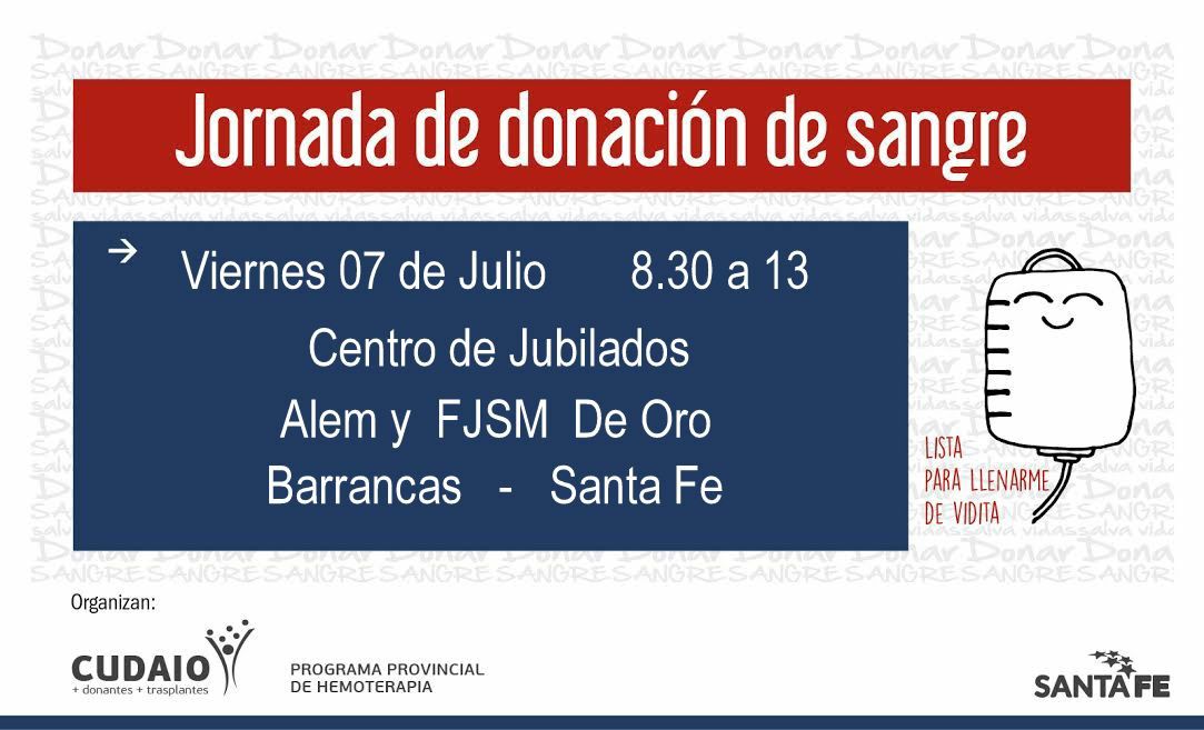 Nueva jornada de donación de sangre en Barrancas