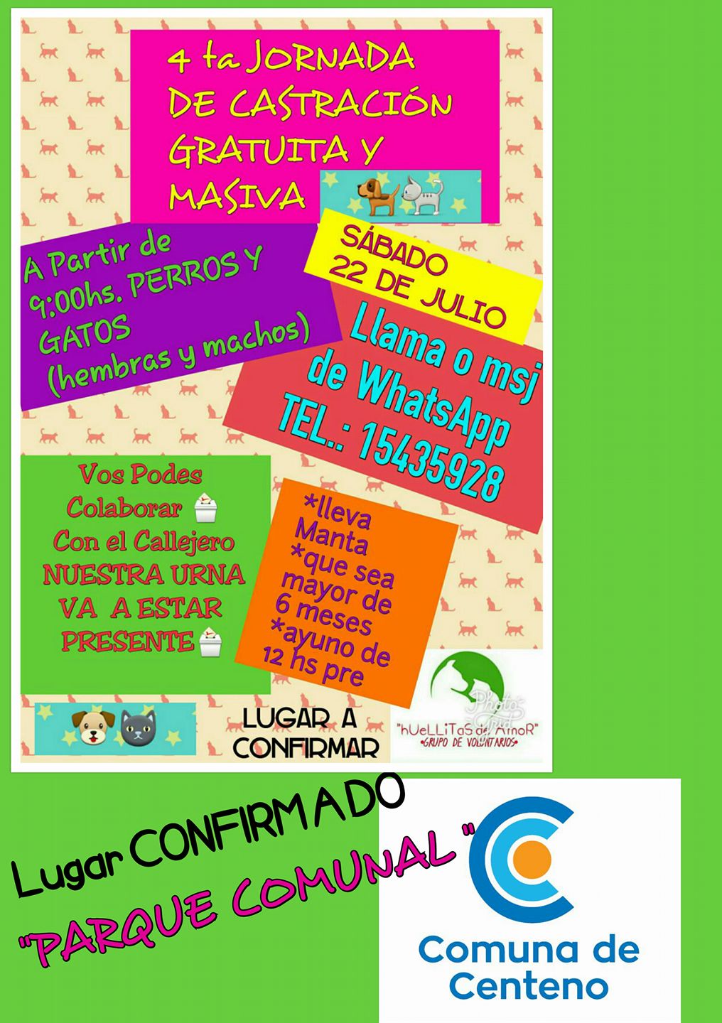 Cuarta jornada de castración gratuita y masiva en Centeno