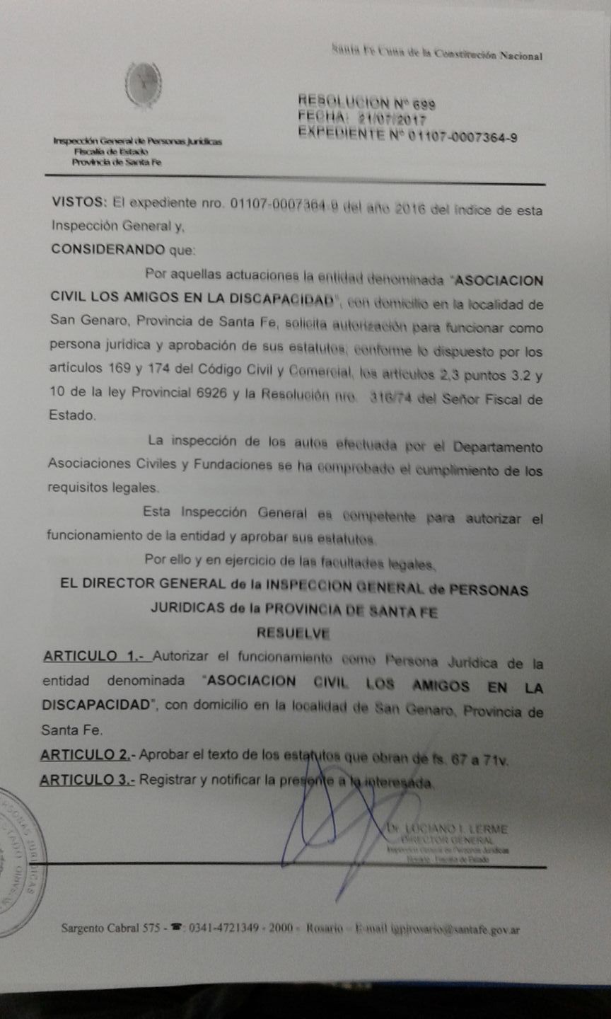 San Genaro tendrá su Centro de Día: Asociación Civil Amigos en la Discapacidad
