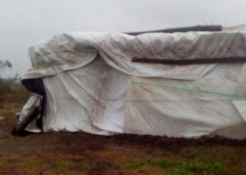 Otra familia llegó a Maciel y pasa el invierno bajo lonas