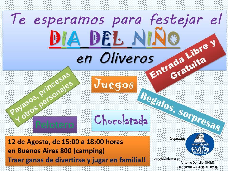 El Día del Niño también se vivirá este sábado en Oliveros