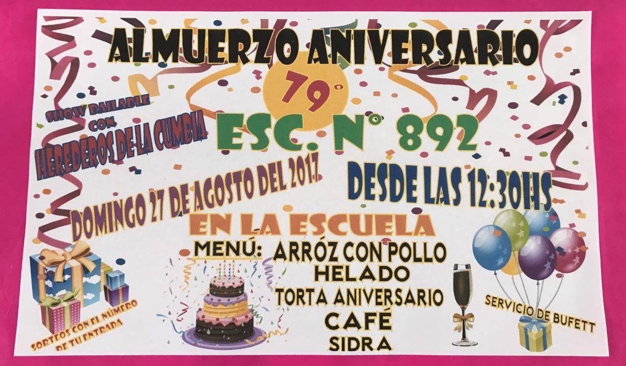 La Escuela 892 de Maciel tendrá su almuerzo y show aniversario