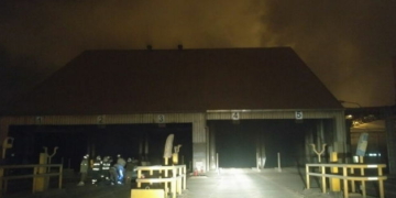 Incendio en el sector de descarga de camiones de la planta de Cofco