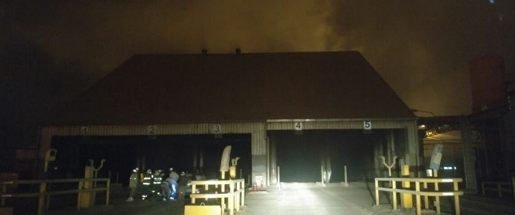 Incendio en el sector de descarga de camiones de la planta de Cofco