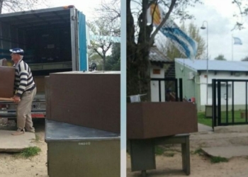 Ex combatientes donaron muebles a dos escuelas de la región