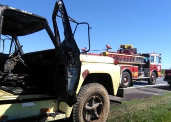 Monje: ardió un camión en la autopista