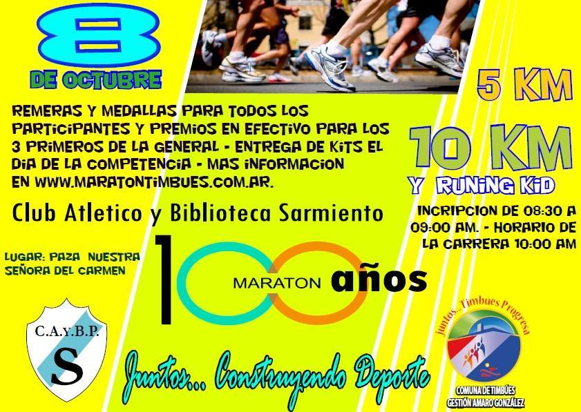 Gran maratón en Timbues por los 100 años del Club Sarmiento