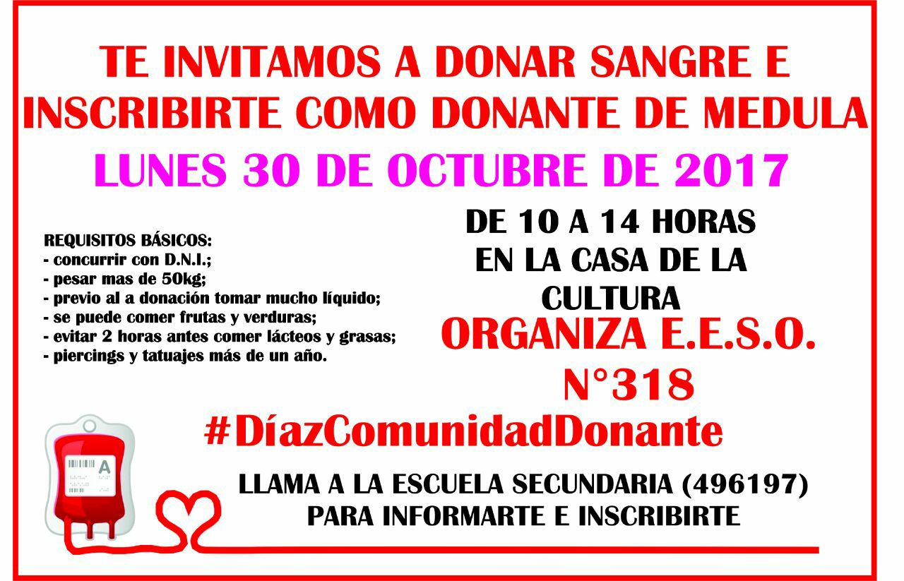 Diaz convoca a una nueva campaña de donación de sangre