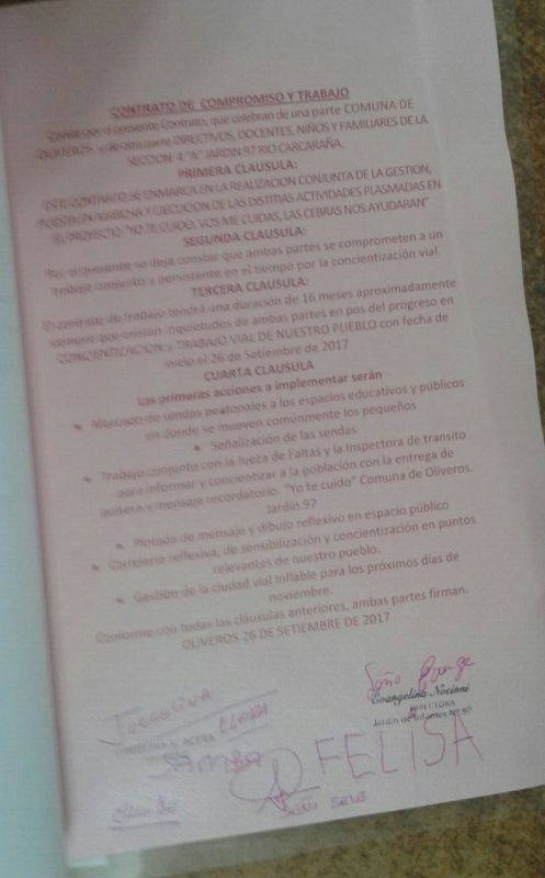 Oliveros: alumnos del jardín trabajan en seguridad vial y pintarán sendas peatonales