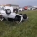 Un hombre volcó con su auto sobre la autopista Rosario Santa Fe