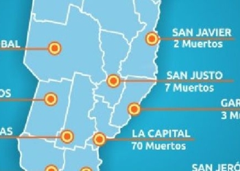 Mapa de accidentes fatales en Santa Fe por departamento