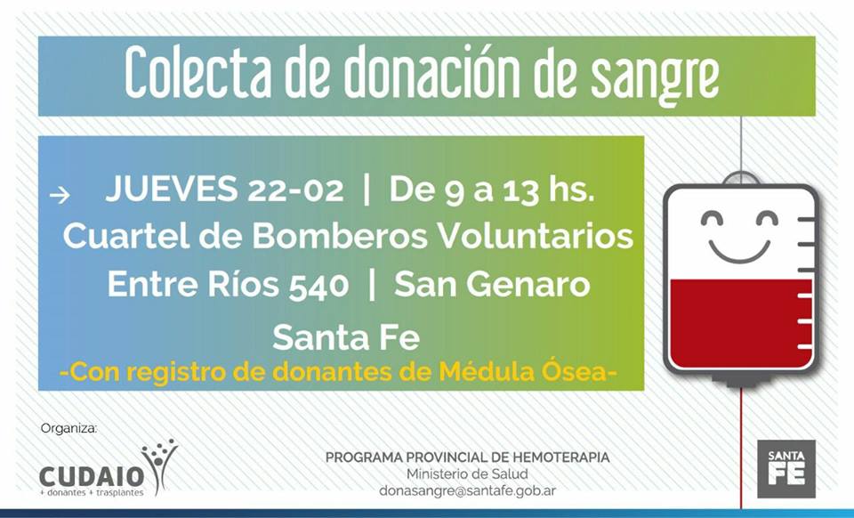 Nueva colecta de donación de sangre en San Genaro