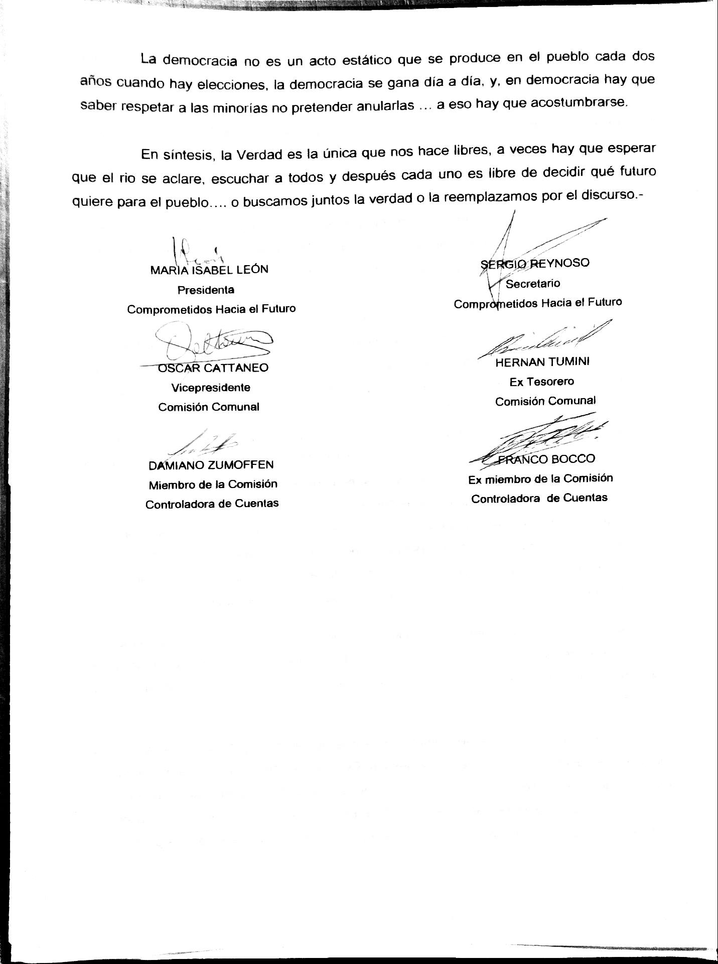 Clarke: circulan panfletos contra la anterior gestión y Cattaneo se defendió