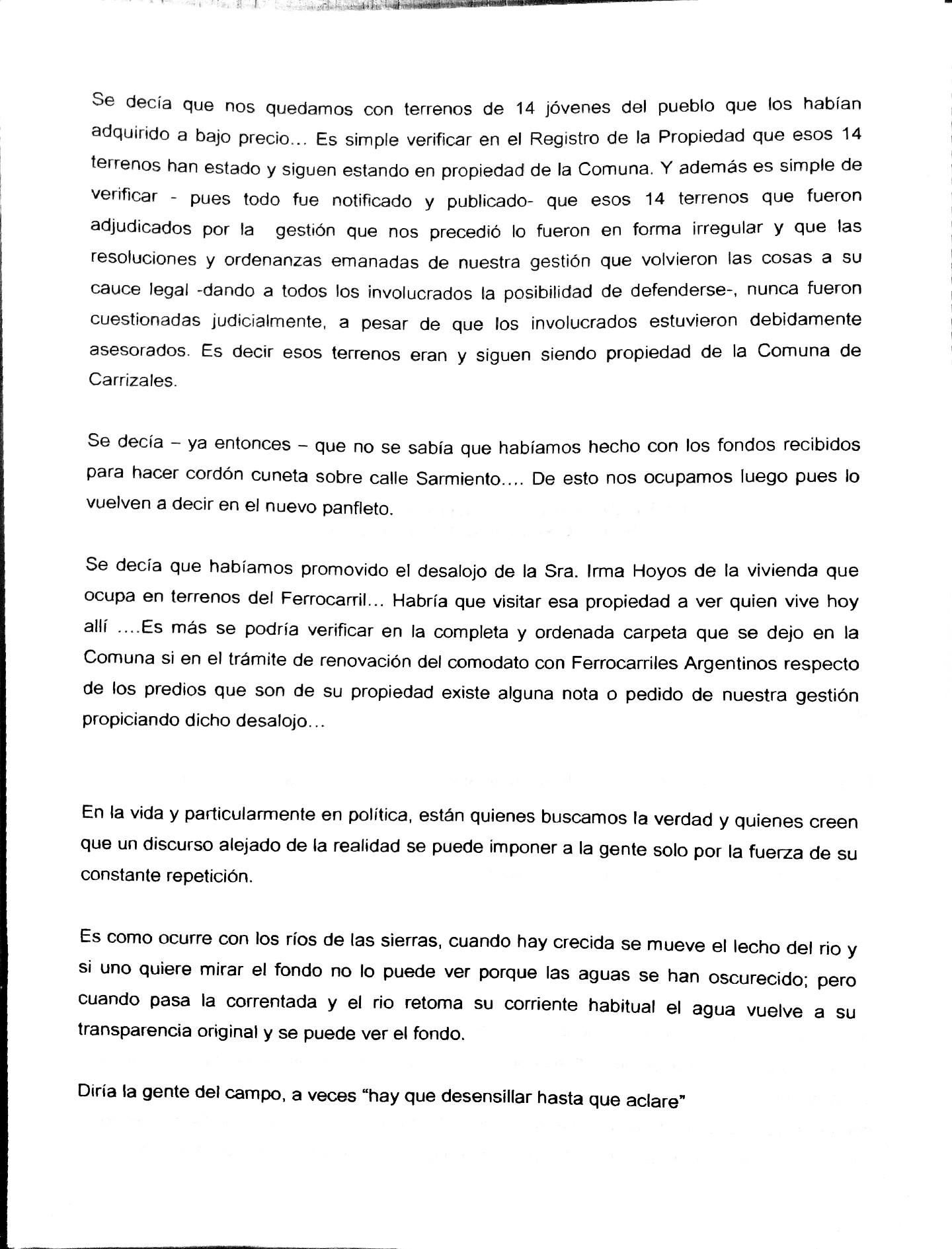 Clarke: circulan panfletos contra la anterior gestión y Cattaneo se defendió