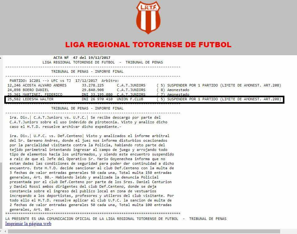 Provincial presentó un descargo por un jugador mal habilitado de Unión FC