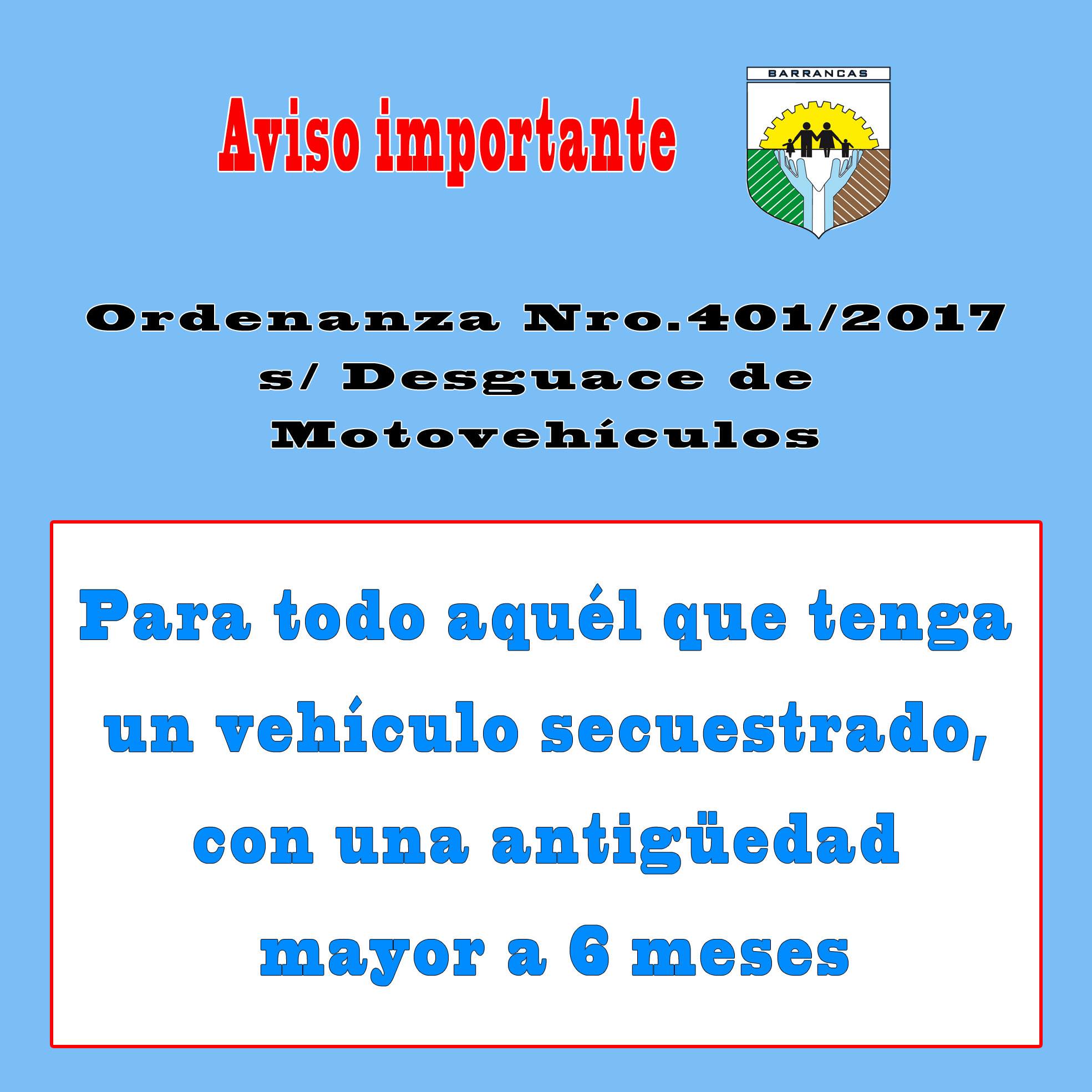 Barrancas: procederán al desguace de las motos que no sean retiradas del corralón