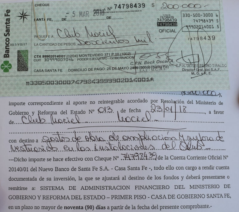 El Club Maciel recibió un aporte para la ampliación de vestuarios