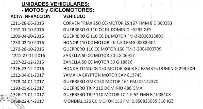 Barrancas: procederán al desguace de las motos que no sean retiradas del corralón