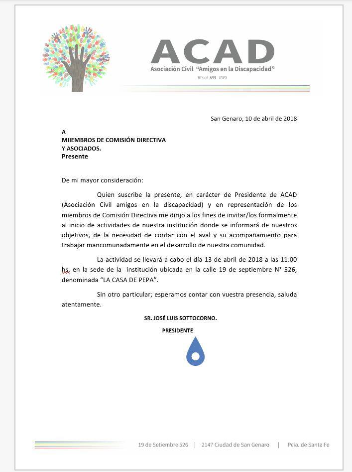 San Genaro: ACAD realizará un acto como inicio de las actividades 2018