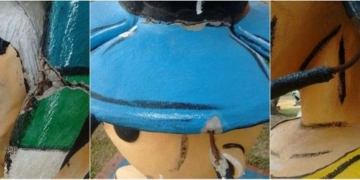 Bernardo de Irigoyen: vandalizaron las imágenes de la plaza Santos Villagrán