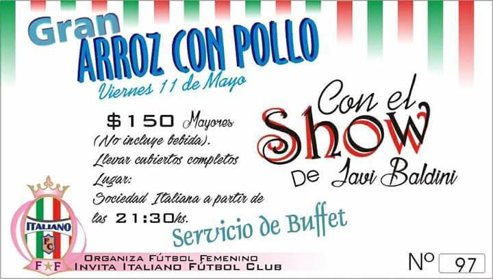 El fútbol femenino de Italiano FC organizará una cena show