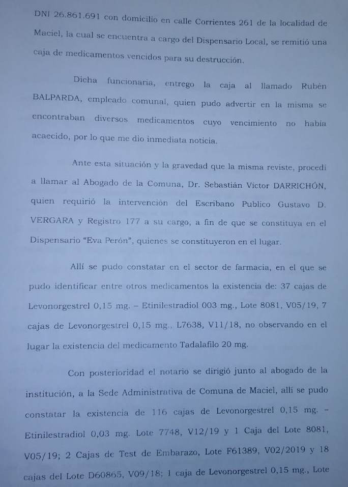 Grave denuncia: tiraron medicamentos en el dispensario y apuntan a una integrante de la Comisión