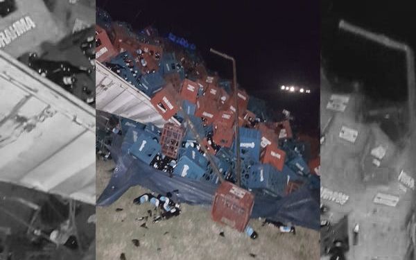 Autopista: volcó un camión y destruyó cientos de botellas de cerveza