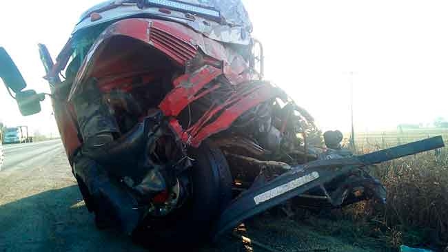 Dos camiones impactaron y uno de los choferes resultó herido