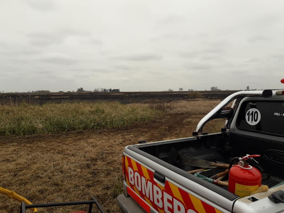 Extenso incendio en un campo entre Serodino y Salto Grande