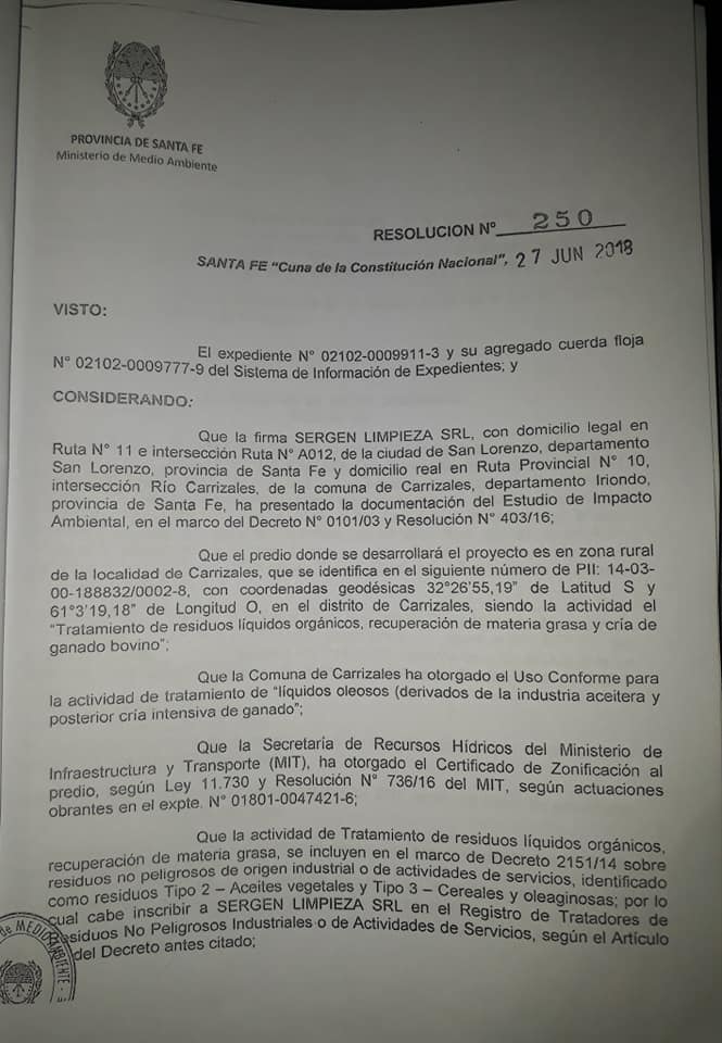 Polémica por una empresa que procesará líquidos industriales en Clarke