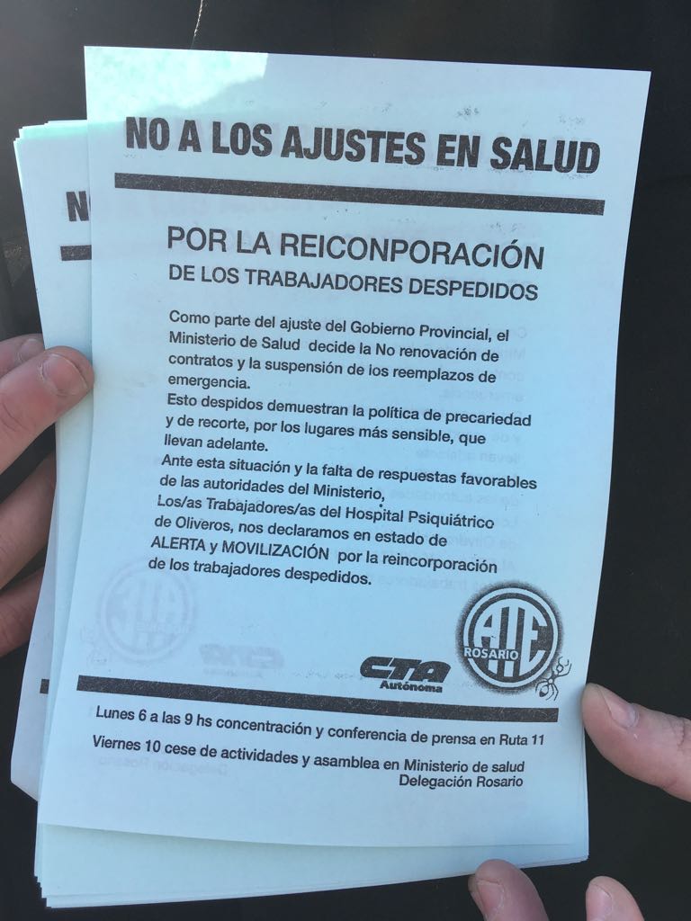 Ruta 11: reclamo en la Colonia de Oliveros por la reincorporación de trabajadores