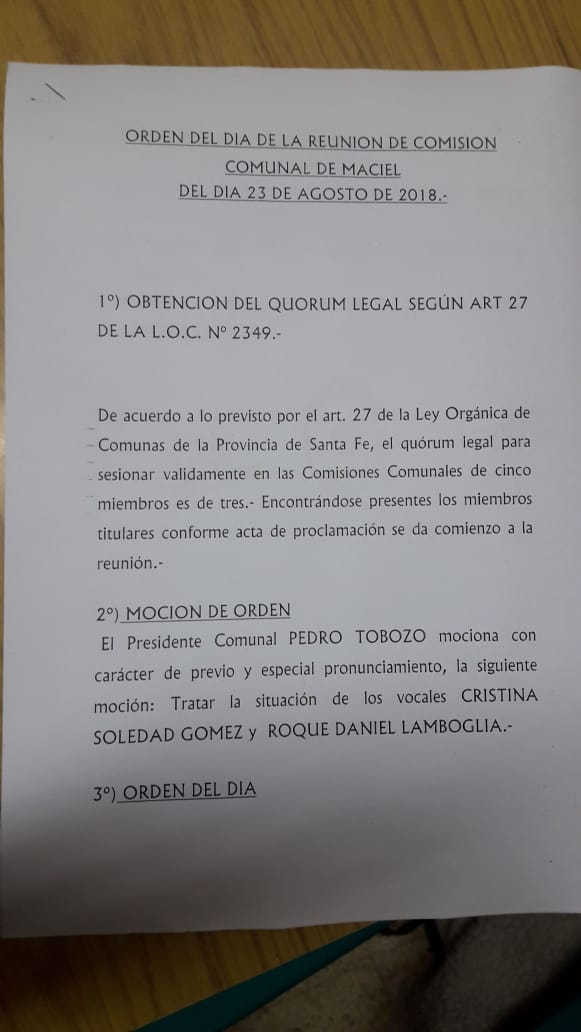 Maciel: la oposición abandonó la reunión y sigue el conflicto