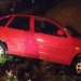 Un auto terminó en un zanjón sobre Ruta 11 en medio de la tormenta