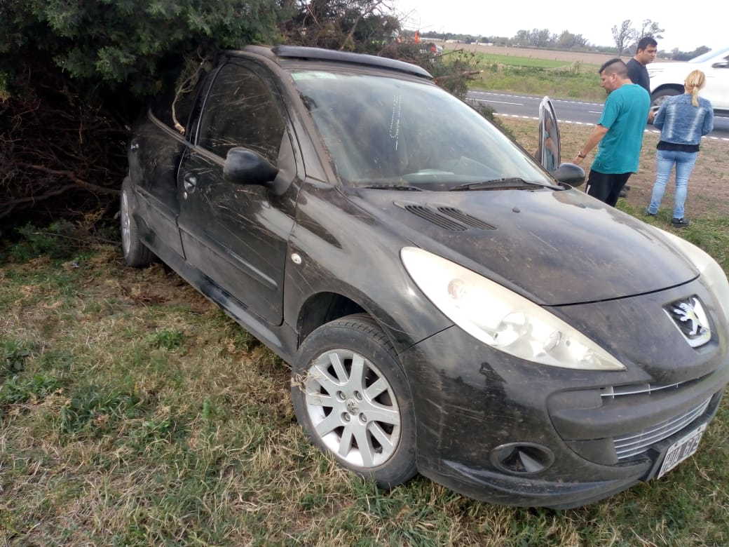 Auto despistó y se estrelló contra arbustos en la autopista: un herido