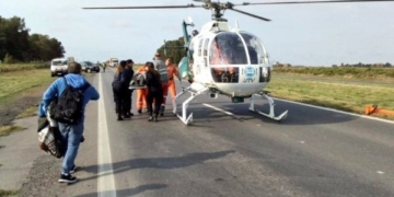 De película: trasladaron en helicóptero a la mujer herida en Maciel