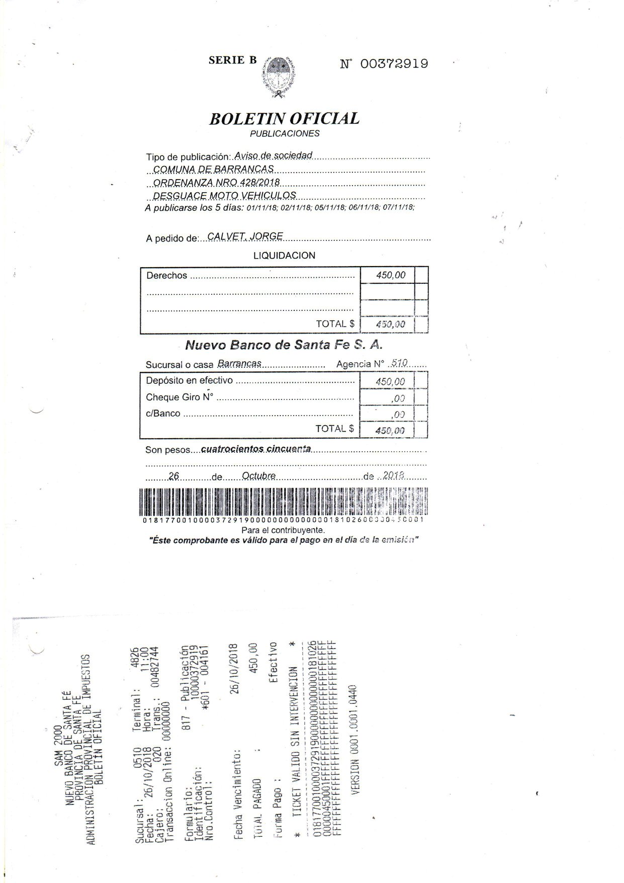 Barrancas: procederán al desguace de motos que llevan meses en el corralón