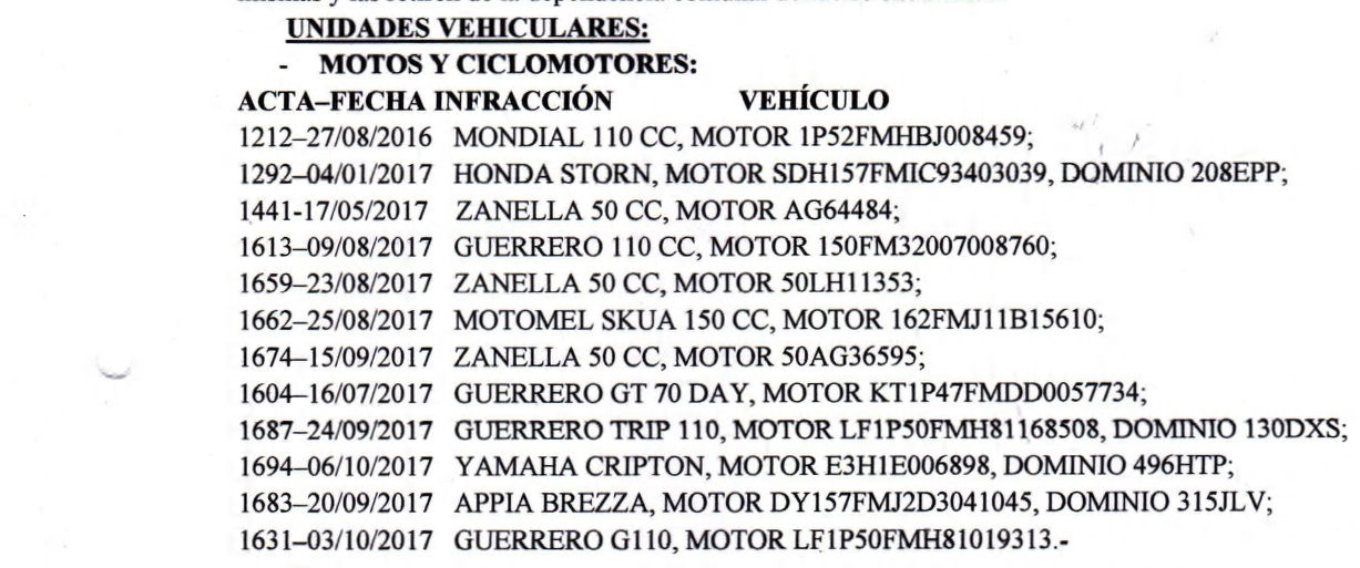 Barrancas: procederán al desguace de motos que llevan meses en el corralón