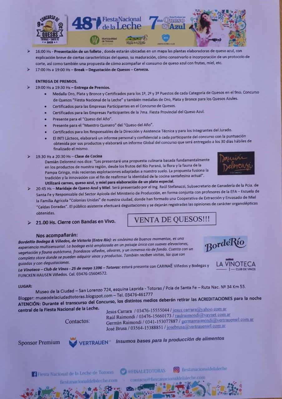 Fiesta Nacional de la Leche: se viene el concurso de quesos