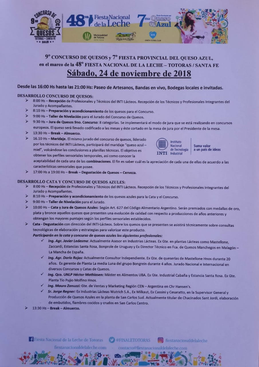Fiesta Nacional de la Leche: se viene el concurso de quesos