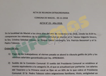 La comisión comunal de Maciel acordó gran parte de los puntos en disputa