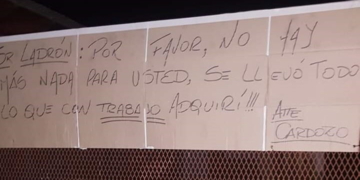 Timbúes: cansado de los robos, le dejó un mensaje a los ladrones en su casa