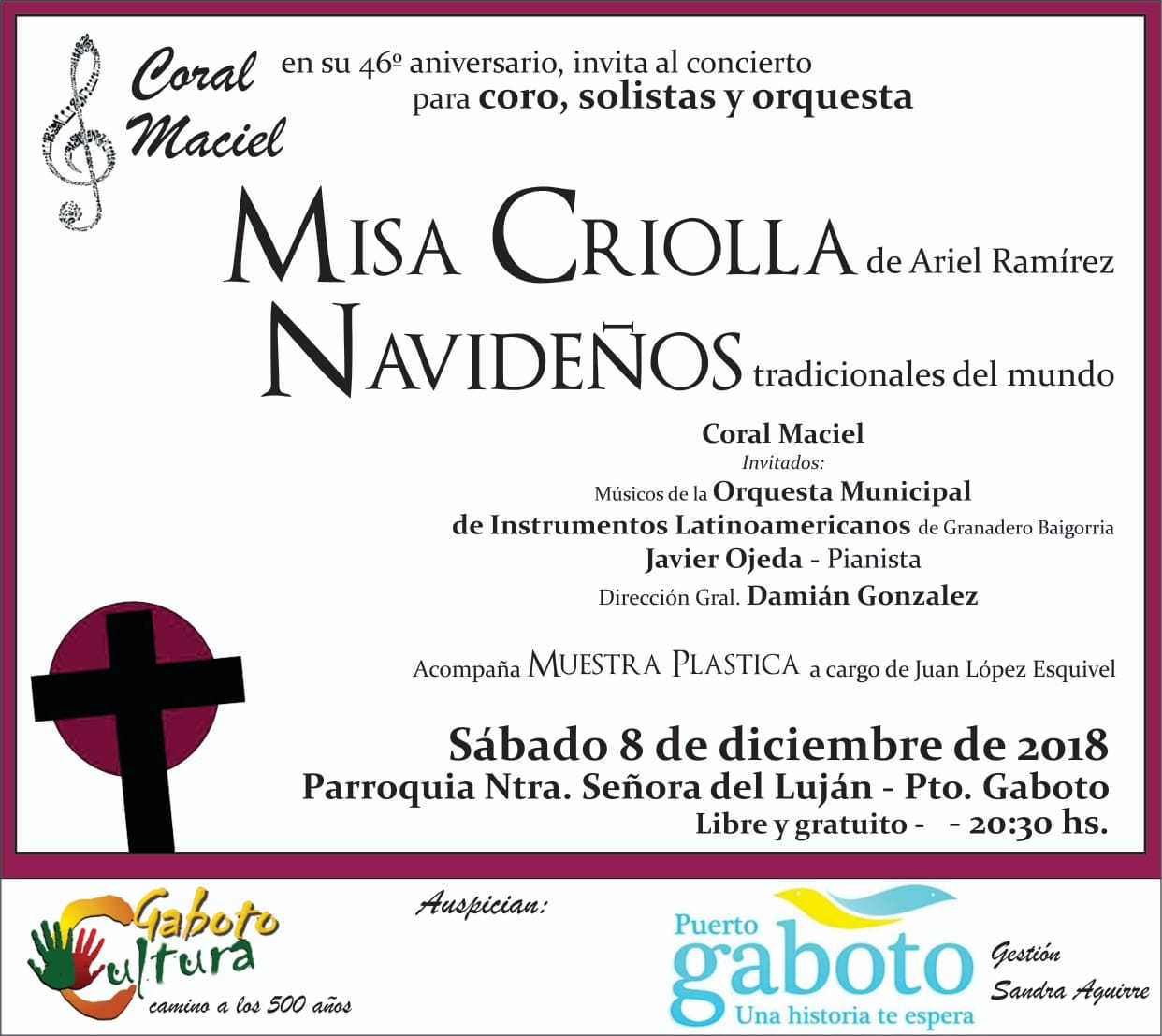 Coral Maciel presentará su Misa Criolla en la localidad de Gaboto