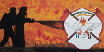 Bomberos de Serodino ya lucen su propio mural creado por jóvenes del pueblo