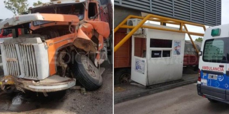 Un camionero se descompuso e impactó contra una cabina de peaje en autopista