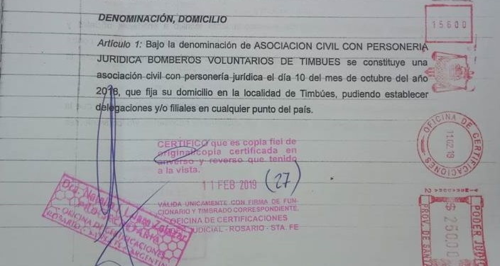 Timbúes: bomberos dieron un nuevo paso en busca de la Personería Jurídica