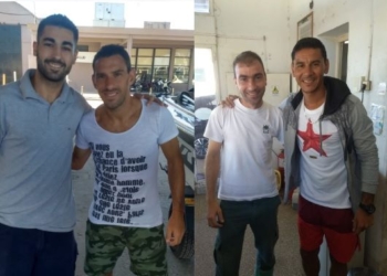 Maxi Rodríguez y Ustari salieron de pesca y saludaron a los hinchas en Maciel