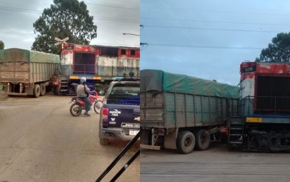 Corte de ruta por accidente entre un tren y un camión