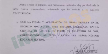 Maciel: perito aseguró que la firma de la renuncia es de Severo